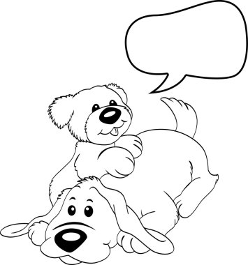 sevimli köpek ile konuşma balonu