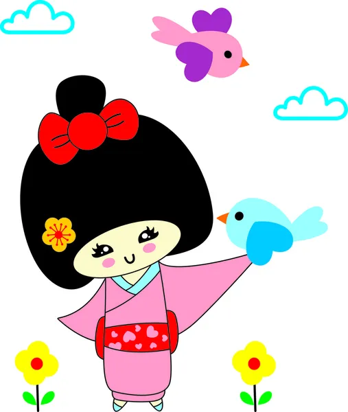 Chicas japonesas — Vector de stock