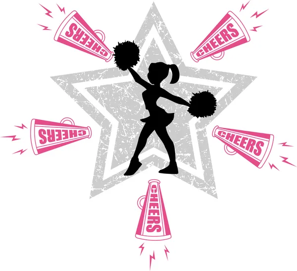 Silhouet van cheerleader — Stockvector