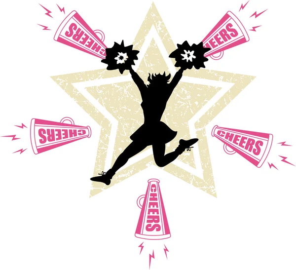 Silhouet van cheerleader — Stockvector