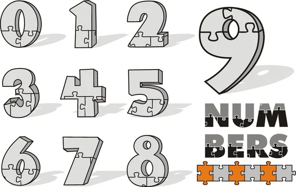 Číslo od 0 do 9 puzzel — Stockový vektor