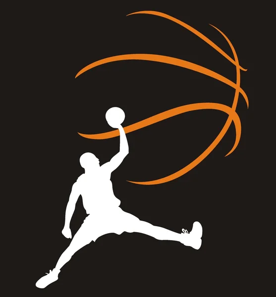 Basketball joueur dans un saut — Image vectorielle