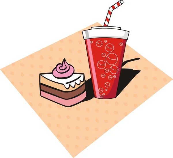 Pastel y taza de cola — Vector de stock