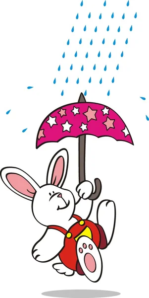 Conejo bajo la lluvia — Vector de stock