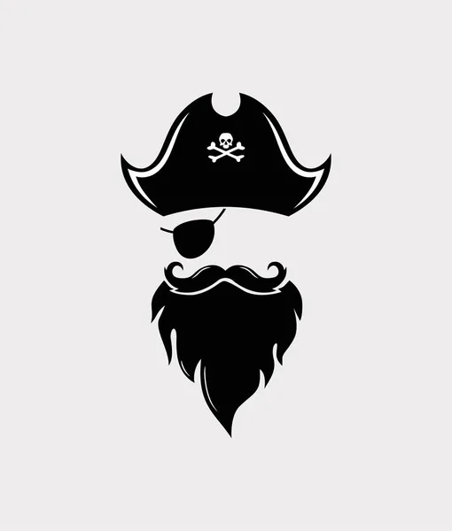 海賊船長の顔のアイコンベクトル図 海賊帽子でひげを生やした海賊 — ストックベクタ