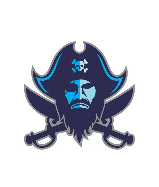 Pirata Capitán Cara Icono Vector Vector Ilustración — Archivo Imágenes Vectoriales