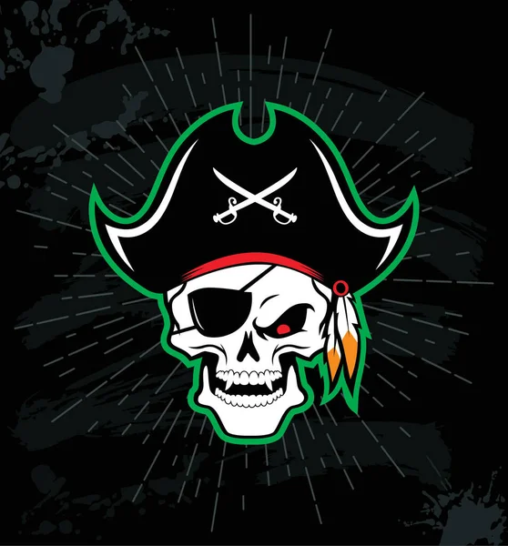 Crâne Pirate Chapeau Bandeau Avec Deux Sabres Croisés Illustration Vectorielle Illustrations De Stock Libres De Droits