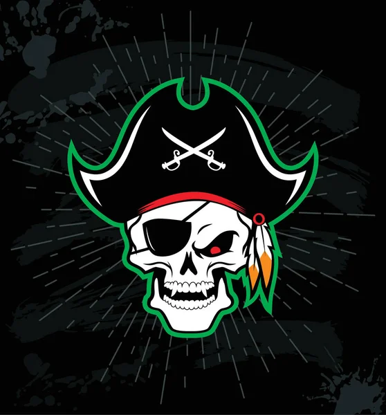 Calavera Pirata Parche Sombrero Ojo Con Dos Sables Cruzados Ilustración Ilustraciones De Stock Sin Royalties Gratis