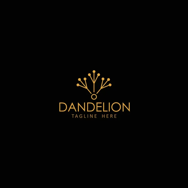 Dandelion Λουλούδι Λογότυπο Εικονίδιο Σχέδιο Κομψό Πολυτελές Χρυσός Λουλούδι Premium — Διανυσματικό Αρχείο