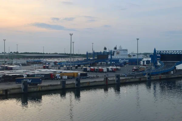 Porto Ferry Travemunde Entardecer Travemunde Alemanha Maio 2022 — Fotografia de Stock