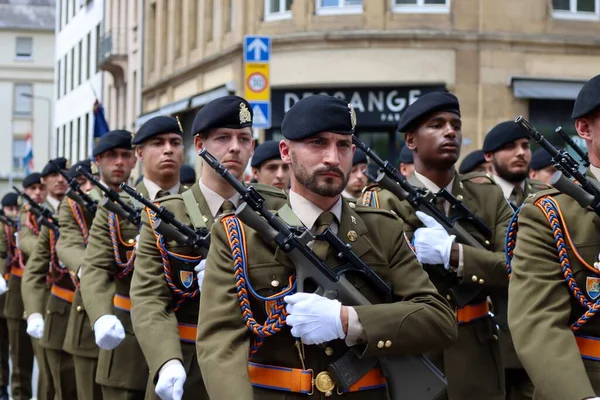 Military Marching National Day Parade Luxembourg Luxembourg June 2022 Selective — Stock Photo, Image