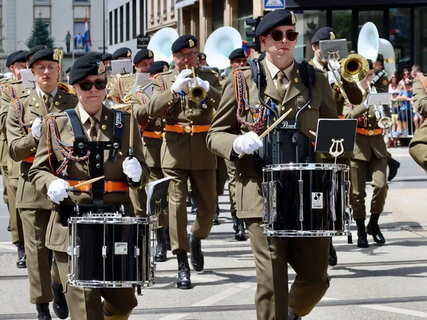 Army Military Band Marching National Day Parade Luxembourg Luxembourg June — Fotografia de Stock