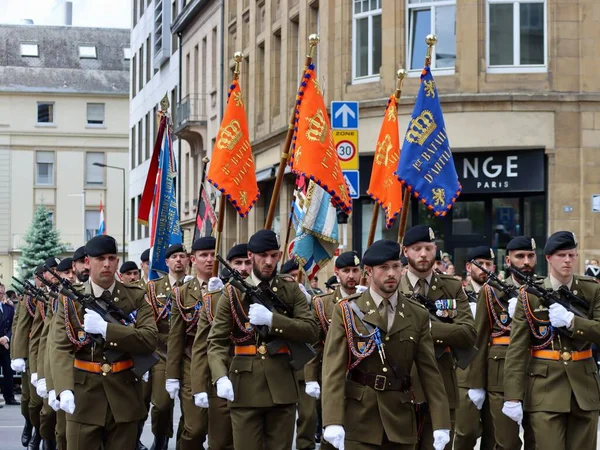 Military Marching National Day Parade Luxembourg Luxembourg June 2022 Selective — Stock Photo, Image