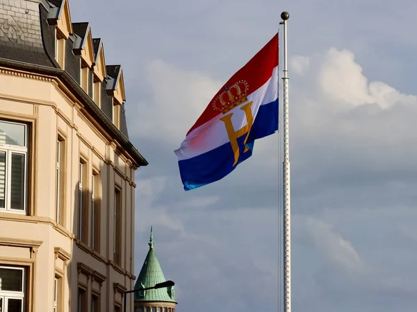 Luxembourg Flag Monogram Crown Flown Celebrate National Day Grand Dukes — Stockfoto