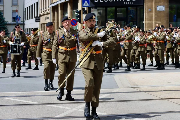 Army Military Band Marching National Day Parade Luxembourg Luxembourg June — Stock Photo, Image