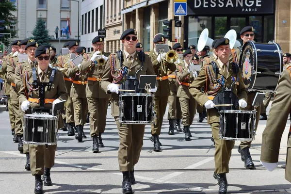 Army Military Band Marching National Day Parade Luxembourg Luxembourg June — Stock Photo, Image