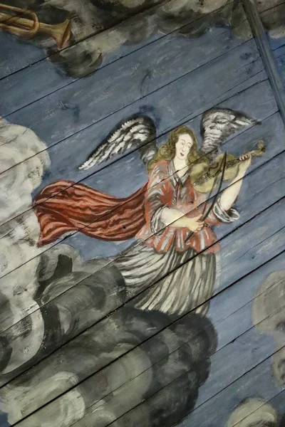 Angel Playing Music Violin 18Th Century Decorative Painting Ceiling Usma — 图库照片