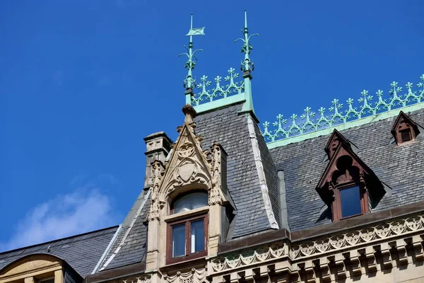 Roof Green Copper Decorations Little Dormer Windows Luxembourg Old Town — 图库照片