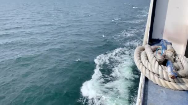 Ondes Arrière Avec Des Pointes Mousse Blanche Sur Eau Mer — Video