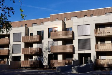 Newly built apartment building in situation of living space shortage in Luxembourg country. Walferdange, Luxembourg - August 26, 2022. 