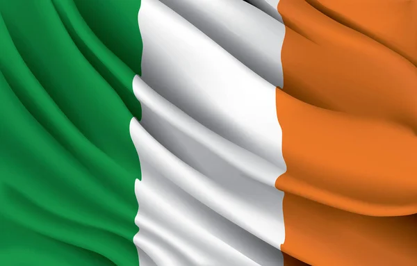 Ireland National Flag Waving Realistic Vector Illustration — Stock Vector