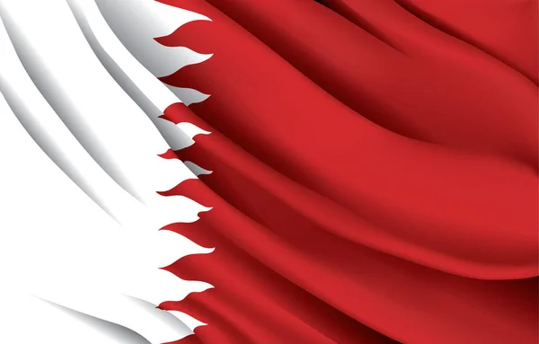 Bahréin Bandera Nacional Ondeando Ilustración Vectorial Realista — Vector de stock