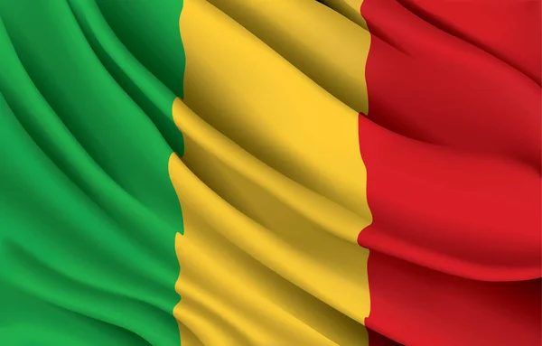 Εθνική Σημαία Mali Κυματίζει Ρεαλιστική Διανυσματική Απεικόνιση — Διανυσματικό Αρχείο