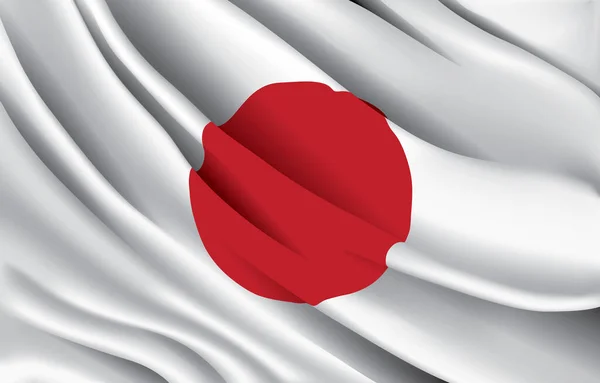 Bandiera Nazionale Giapponese Sventola Realistica Illustrazione Vettoriale — Vettoriale Stock