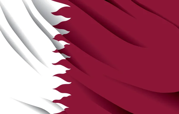 Qatar Drapeau National Agitant Illustration Vectorielle Réaliste — Image vectorielle