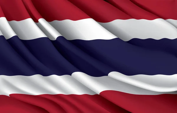 Ταϊλάνδη Εθνική Σημαία Κυματίζει Ρεαλιστική Διανυσματική Απεικόνιση — Διανυσματικό Αρχείο