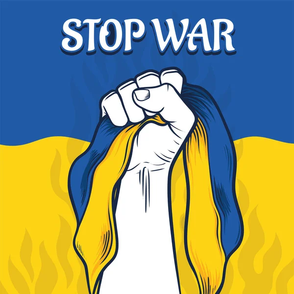 Puño Mano Detener Guerra Ucrania Ilustración — Vector de stock