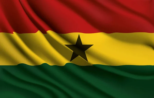Εθνική Σημαία Ghana Κυματίζει Ρεαλιστική Διανυσματική Απεικόνιση — Διανυσματικό Αρχείο