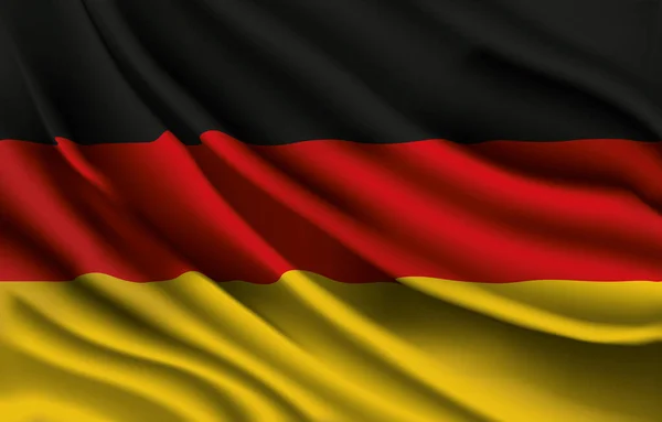 Ilustrasi Vektor Realistis Mengibarkan Bendera Nasional Jerman - Stok Vektor
