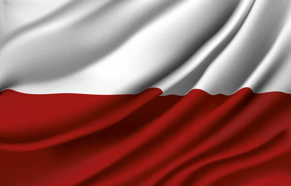 Πολωνική Εθνική Σημαία Κυματίζει Ρεαλιστική Διανυσματική Απεικόνιση — Διανυσματικό Αρχείο