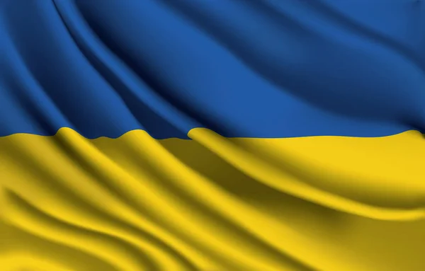 Ukrayna ulusal bayrağı gerçekçi vektör illüstrasyonunu sallıyor