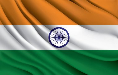Hindistan ulusal bayrağı gerçekçi vektör illüstrasyonunu sallıyor