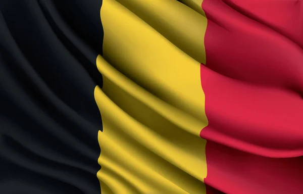 Belgische Vlag Zwaaiend Met Realistische Vectorillustratie — Stockvector