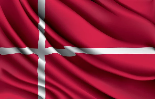 Denmark National Flag Waving Realistic Vector Illustration — Stock Vector