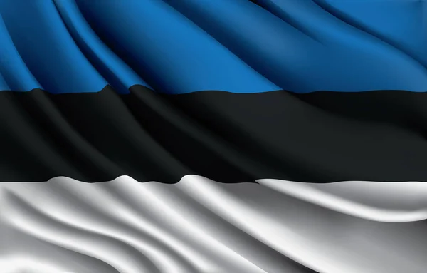 Estland Nationalflagge Schwenkt Realistische Vektorillustration — Stockvektor