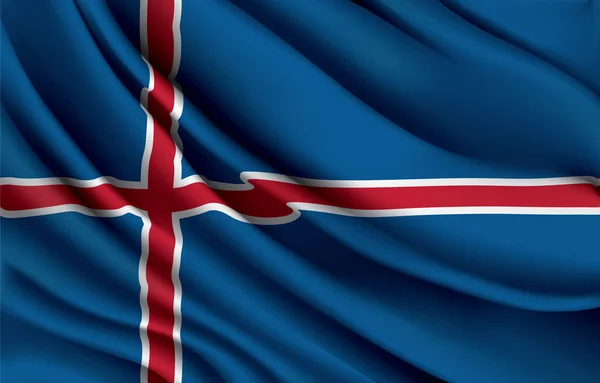 Iceland Εθνική Σημαία Κυματίζει Ρεαλιστική Διανυσματική Απεικόνιση — Διανυσματικό Αρχείο