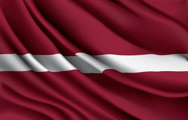 Latvia National Flag Waving Realistic Vector Illustration — Stock Vector