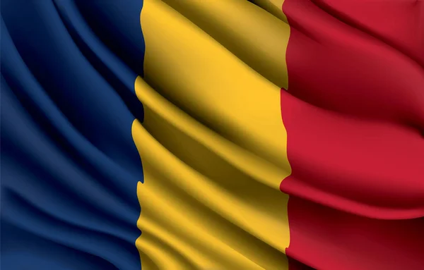 Romania Bandera Nacional Ondeando Ilustración Vectorial Realista — Vector de stock