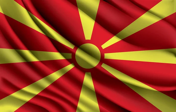 Norra Makedonien Nationell Flagga Vifta Realistisk Vektor Illustration — Stock vektor