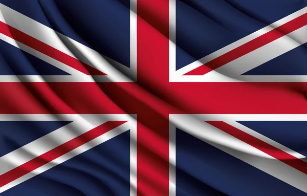 挥动英国国旗的真实感矢量图解 — 图库矢量图片