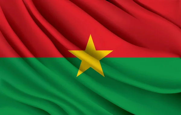 Burkina Faso National Flag Waving Realistic Vector Illustration — Vetor de Stock