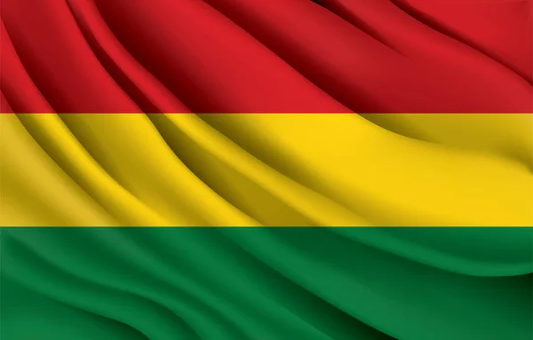 Bolívia Bandeira Nacional Acenando Ilustração Vetorial Realista — Vetor de Stock