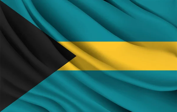 Bahama Nationalflagge Schwenkt Realistische Vektorillustration — Stockvektor