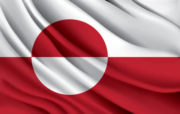 Greenland National Flag Waving Realistic Vector Illustration — Stock Vector