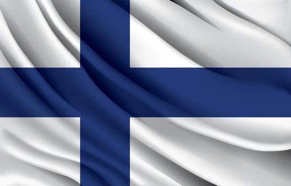 Φινλανδική Εθνική Σημαία Κυματίζει Ρεαλιστική Διανυσματική Απεικόνιση — Διανυσματικό Αρχείο