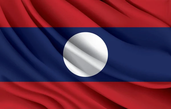 Laos Nationalflagge Schwenkt Realistische Vektorillustration — Stockvektor